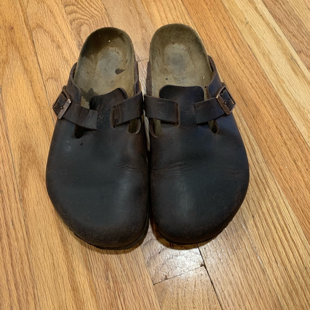 Birkenstock Softfootbed Leather Brown Clogs size 40